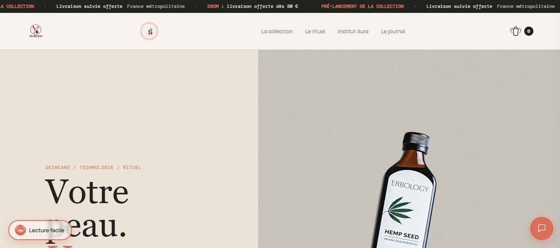 Page d’accueil du site Atelier Aura